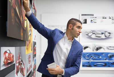 student presenting design work 