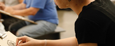 students drawing in class