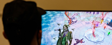 student making video game